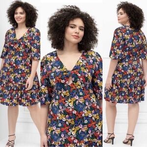 Eloquii Elements Floral Twist Front Dress